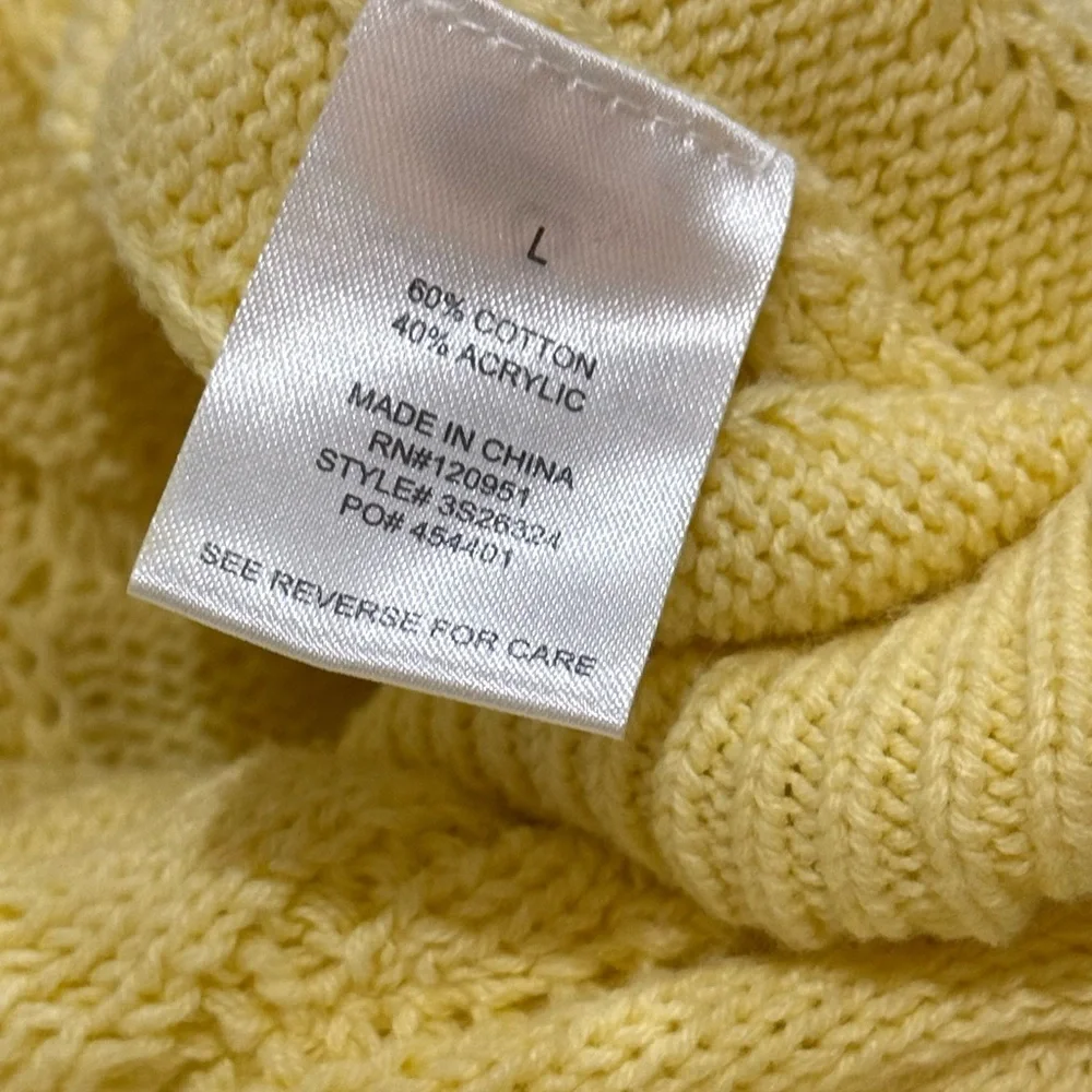 Pink Rose Pale Yellow Cable Knit Cropped Scoop Neck Sweater
